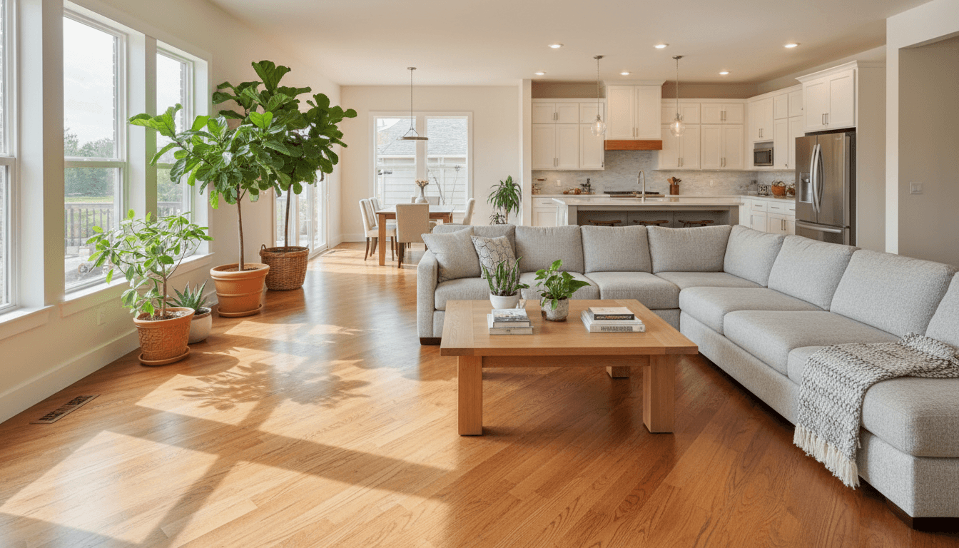 Completed Quality Carpet hardwood flooring installation showcasing expert craftsmanship