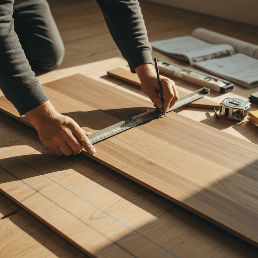 Quality Carpet installation expert preparing floor with precision tools